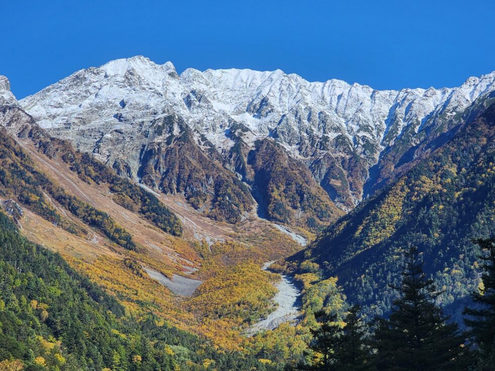 穂高連峰の三段紅葉