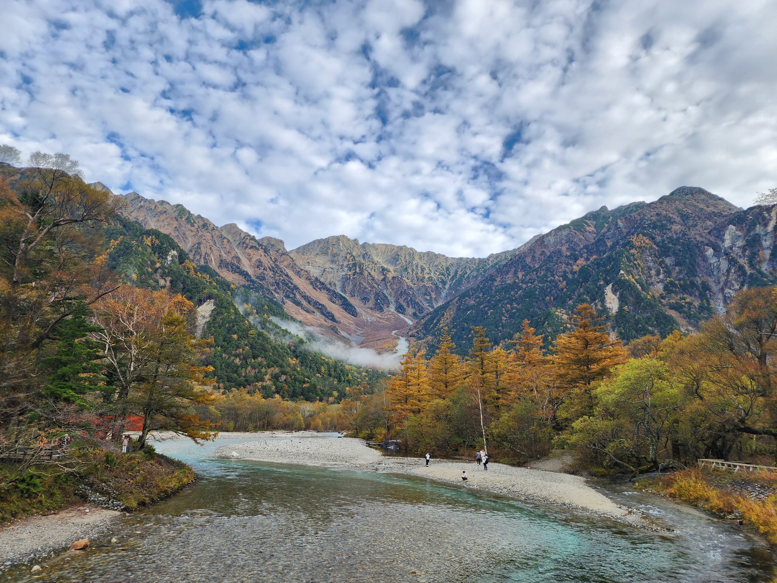 紅葉する秋の穂高連峰