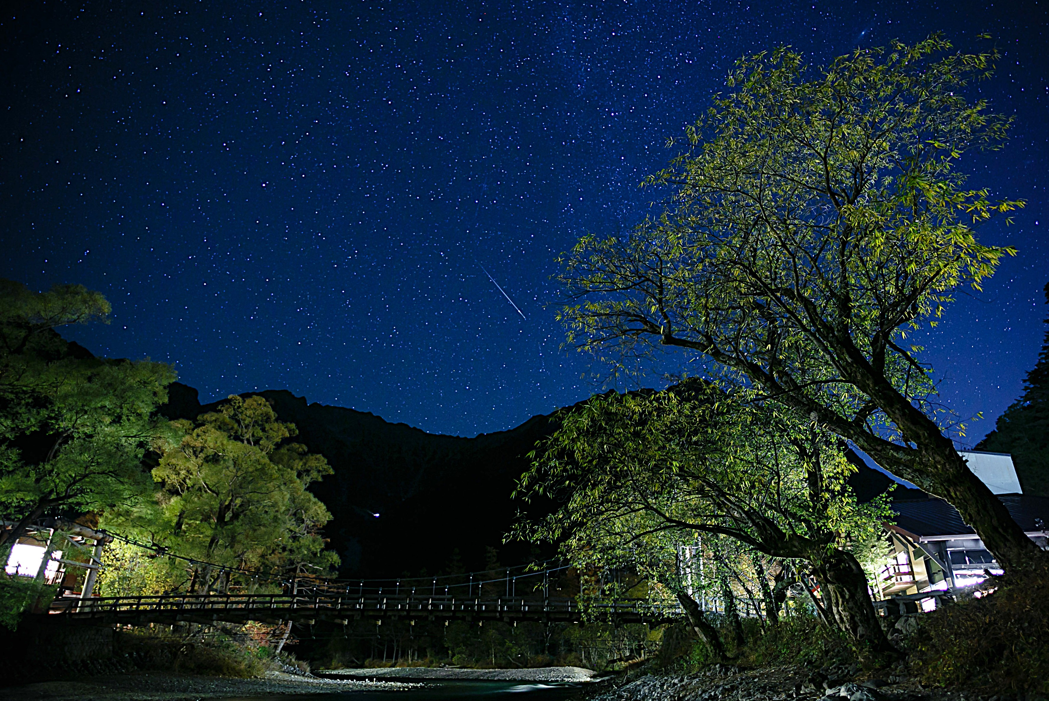 THE PARKLODGE上高地から徒歩1分の河童橋から見える星空