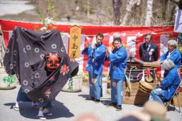 上高地開山祭　奉納獅子舞　河童橋