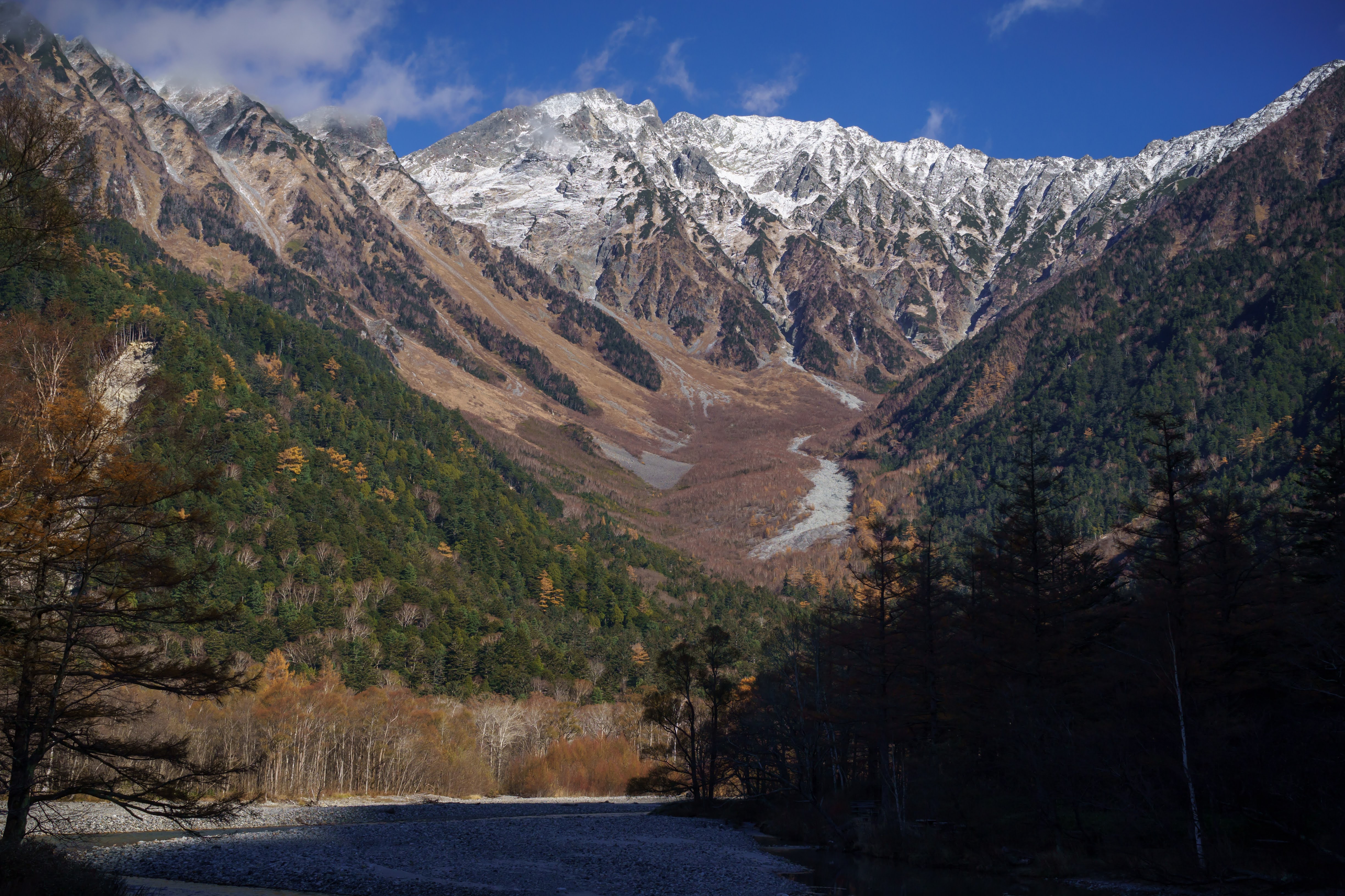 紅葉　河童橋　穂高連峰　上高地